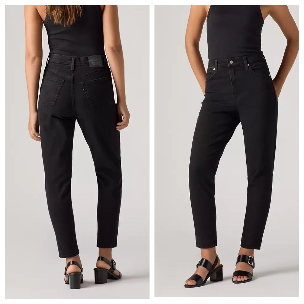 Levi's High-Waisted Mom Jeans Tapered Leg in Black Women's Size 29 L29